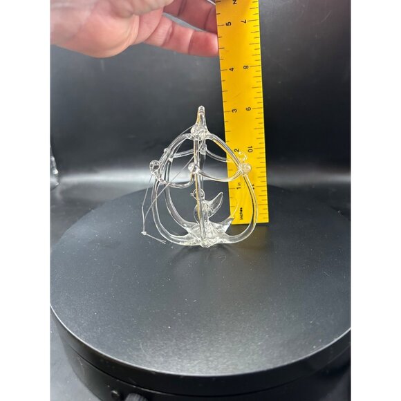 Spun Clear Glass Bird Dove in Cage Ornament 3" Holiday Decor Christmas - Picture 4 of 4